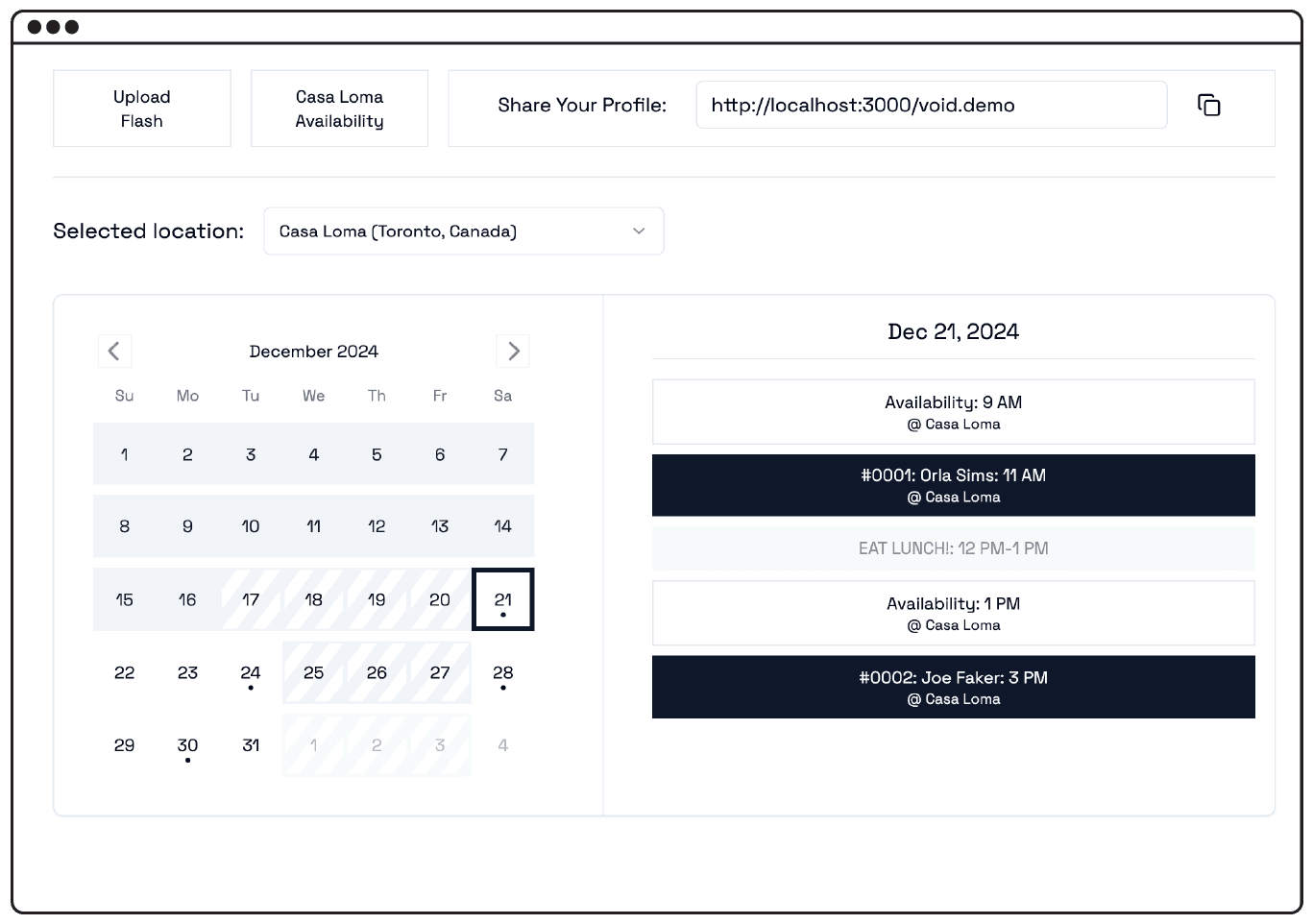 Smart calendar screenshot